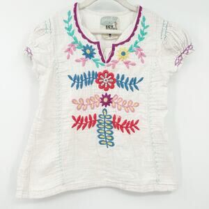 Peek Sgt Fletcher Girls Boho Summer Short Sleeve Embroidered Floral Top Size 6/7
